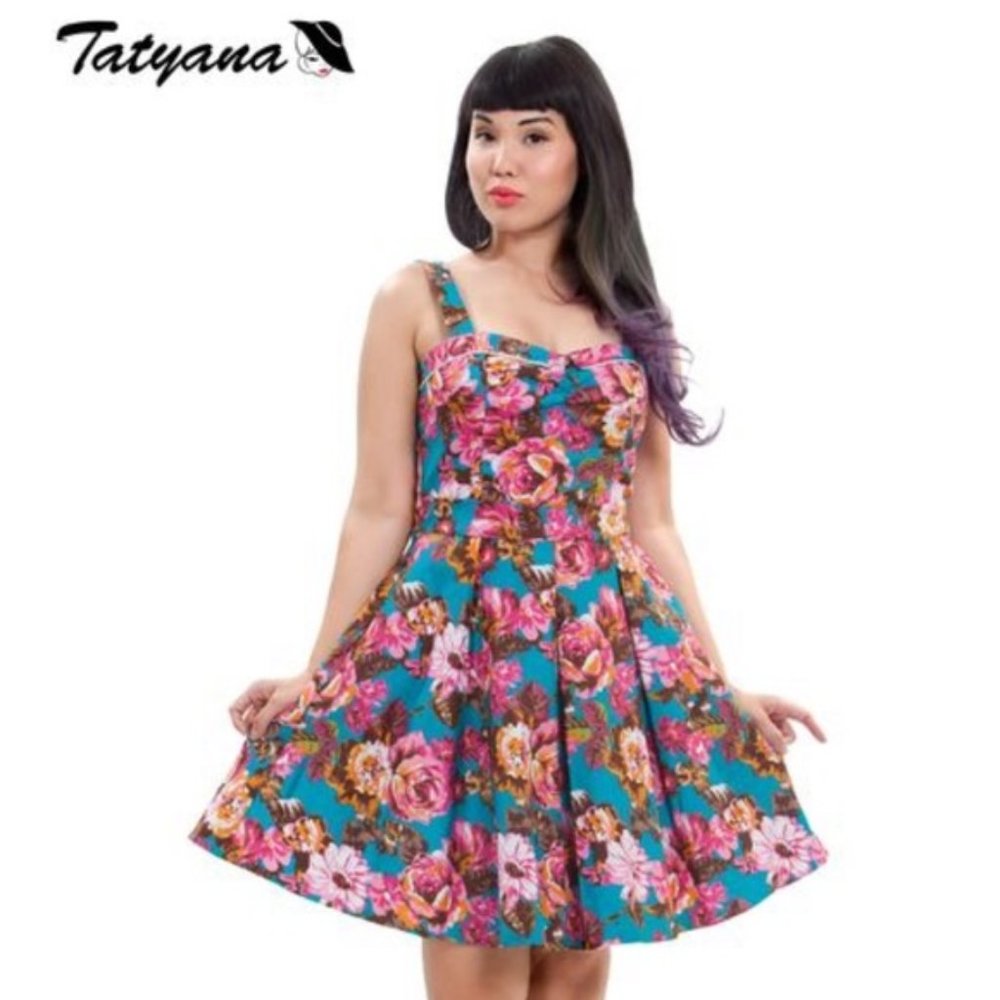 Beach Bash by Art & Tatyana turquoise Floral Dress